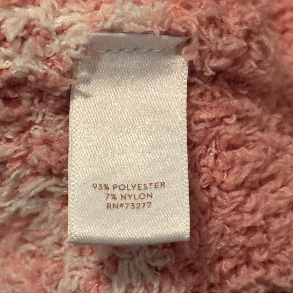LC Lauren Conrad Cozy Pink Cream Plaid Long Sleeve Thick Knit Sweater Womens L - Picture 7 of 10